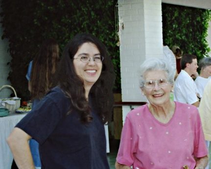 Stacey Solheim Pauwels with Louise, her grandmother. Celebrating Louise’s 84th birthday (2002)