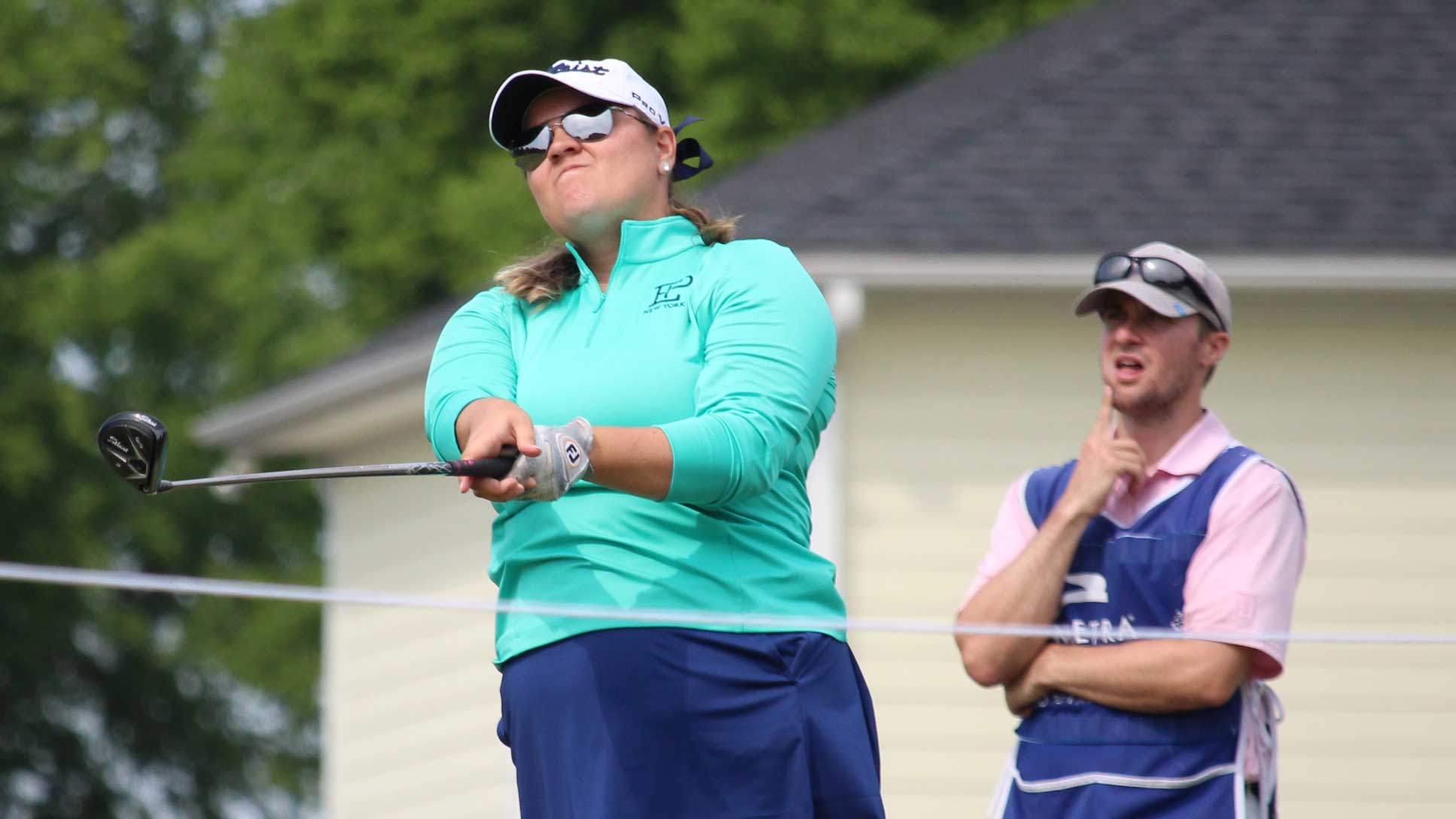 Liz Nagel and caddie at the 2017 Womens Health Classic. Photo courtesy: Symetra Tour