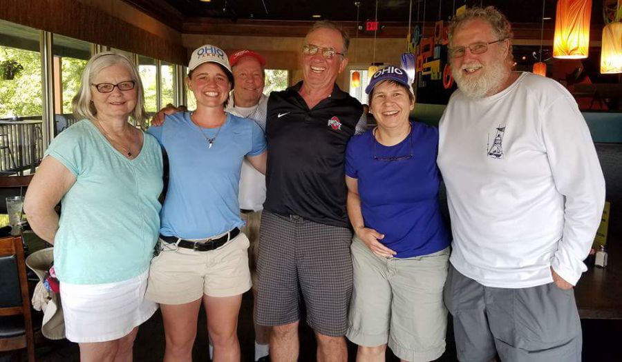 May family out to watch me compete on home turf at Thee Ohio Women's Open! From Left to right... Aunt Jill, Me, Caddy Dad, Pseudo Cousin Sherry, Infamous Uncle Grub