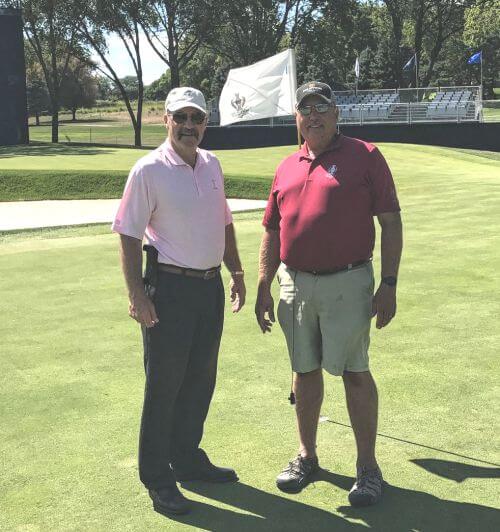 John Miller and Rick Tegtmeier 3rd green Des Moines Golf and Country Club