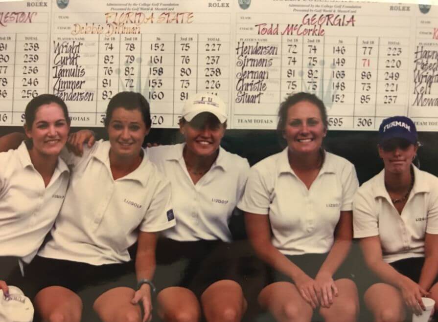 Brandi Jackson (2nd from left) with her Furman College team mates Lady Paladin Invitational 2001