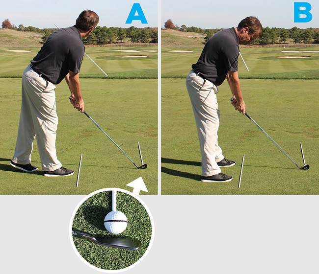 A diagram showing how to line up a golf shot correctly